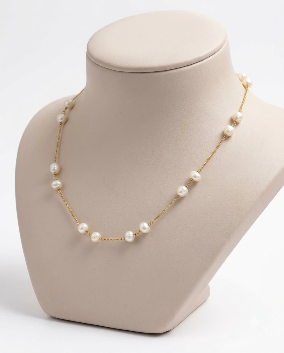 Natural Pearl Station Chain 16 Inches