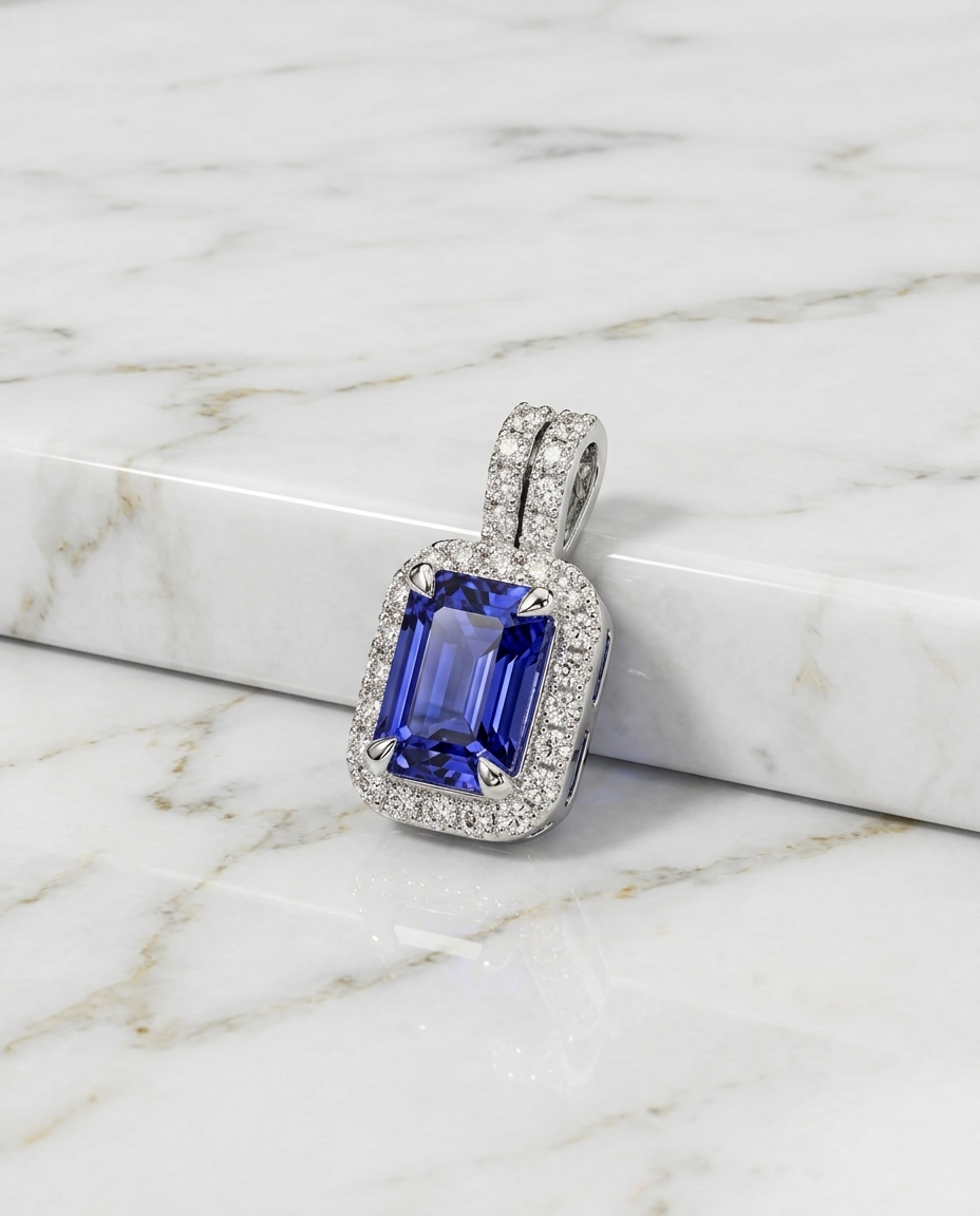 Tanzanite Classic Pendant with Natural Diamonds