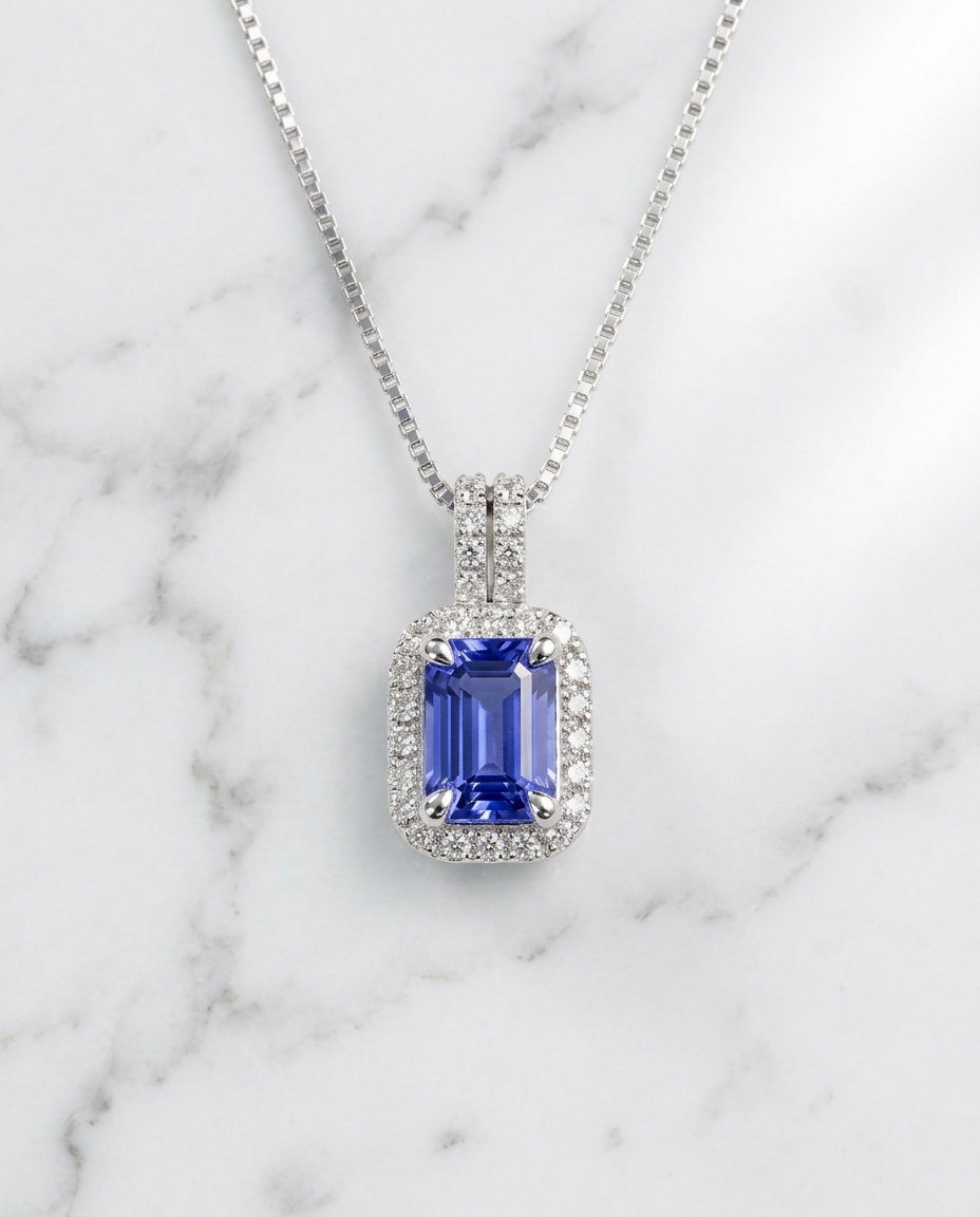 Tanzanite Classic Pendant with Natural Diamonds