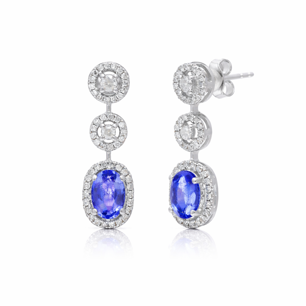 Princess Diamond Gemstone Earrings