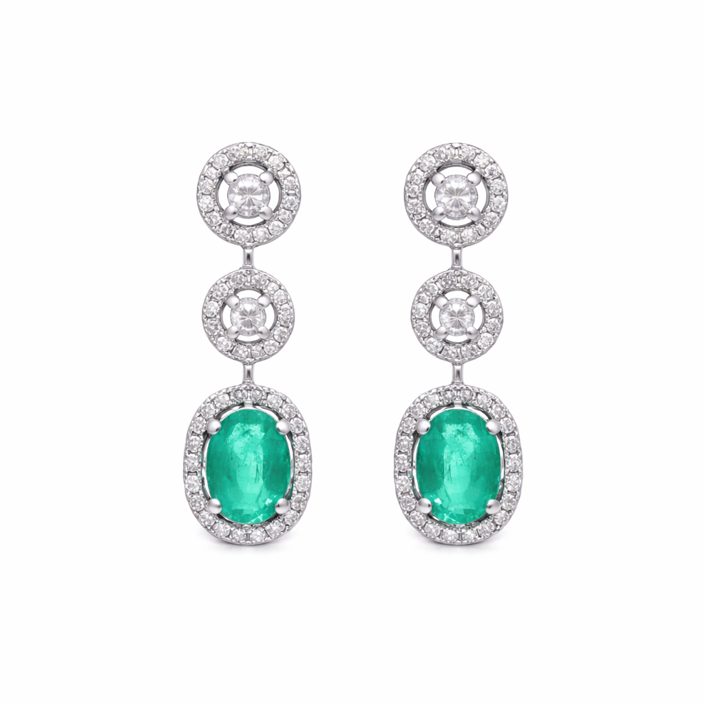 Princess Diamond Gemstone Earrings