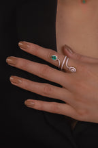 Serpentine Emerald Marquise Ring