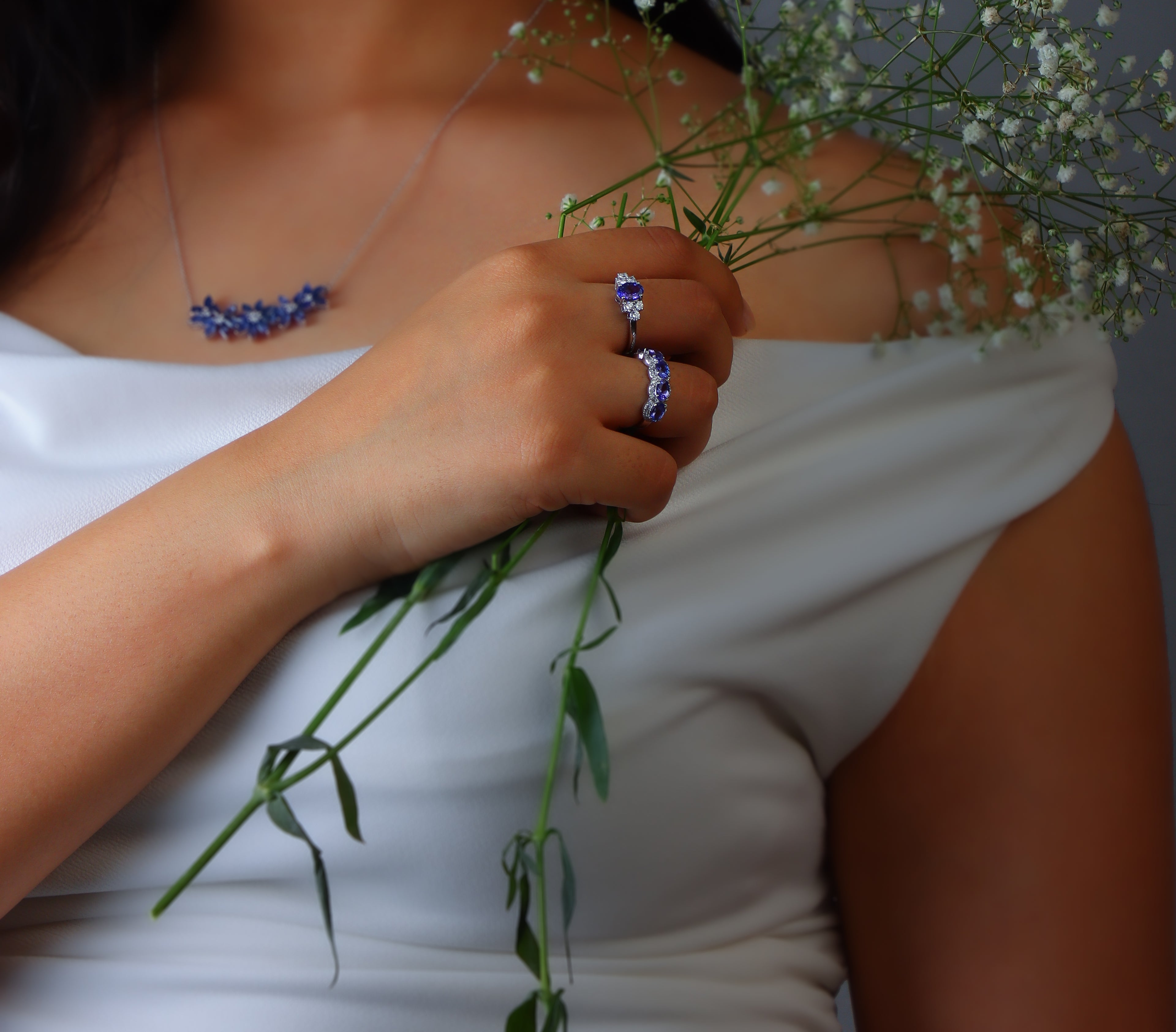 Tanzanite Cluster Ring
