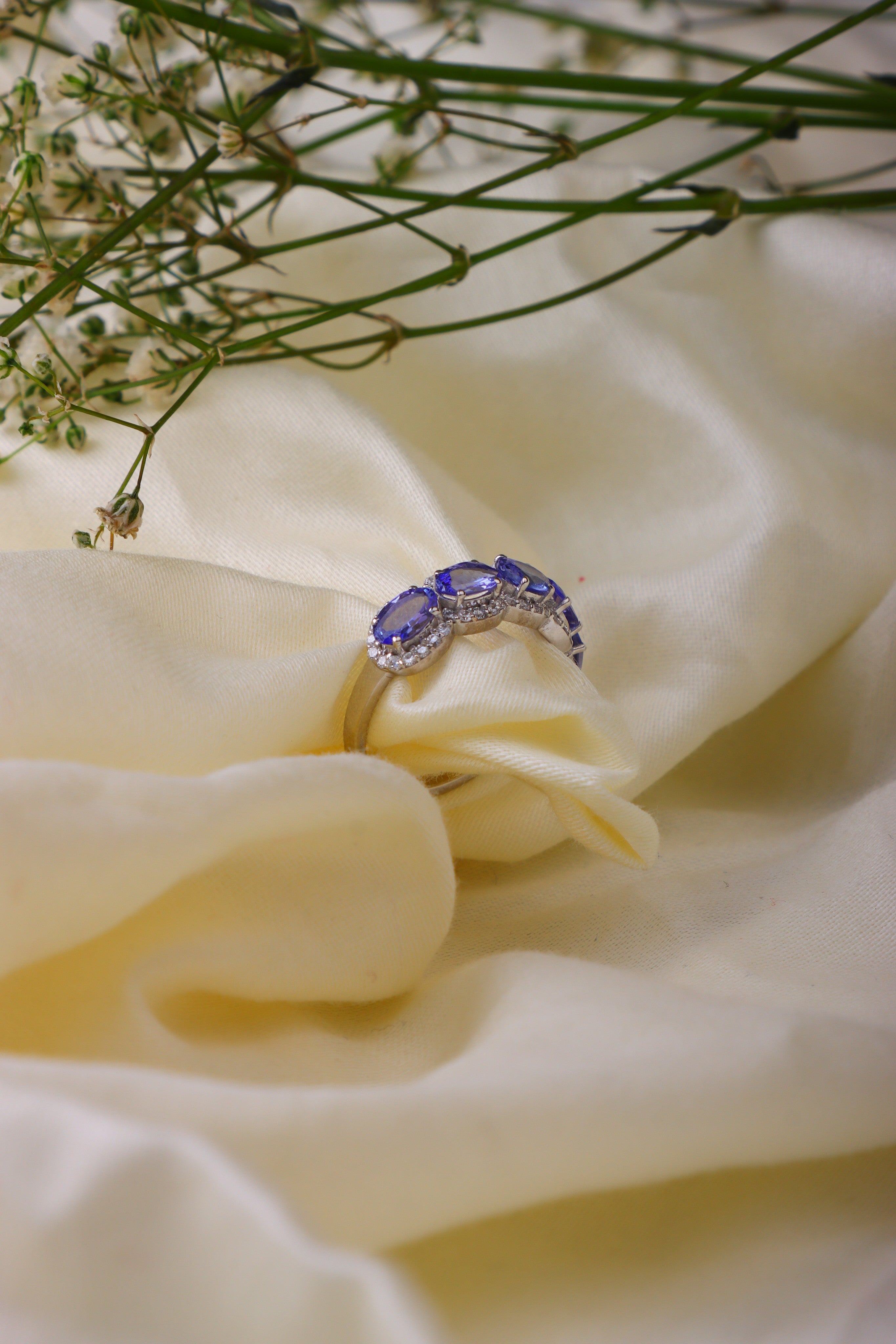 Tanzanite Halo Band