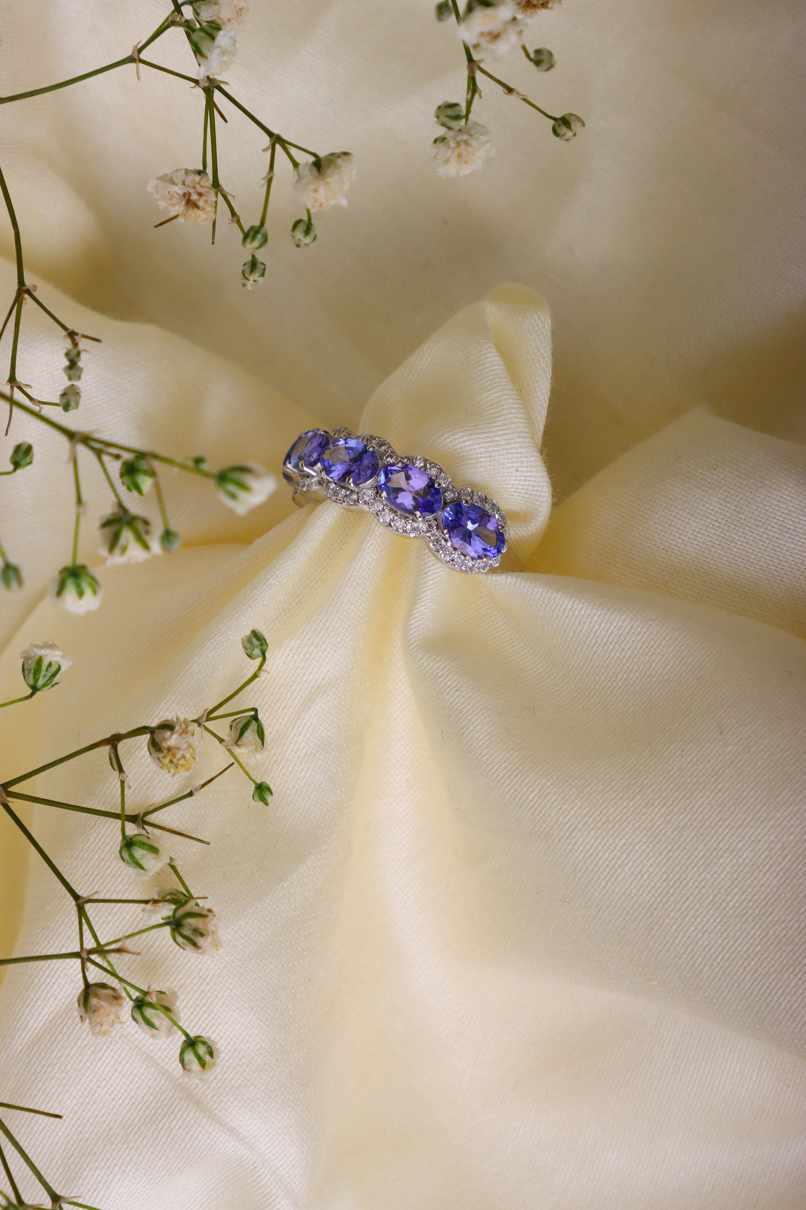 Tanzanite Halo Band