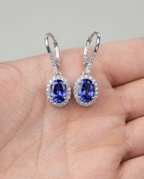 Tanzanite Halo Leverback Earring