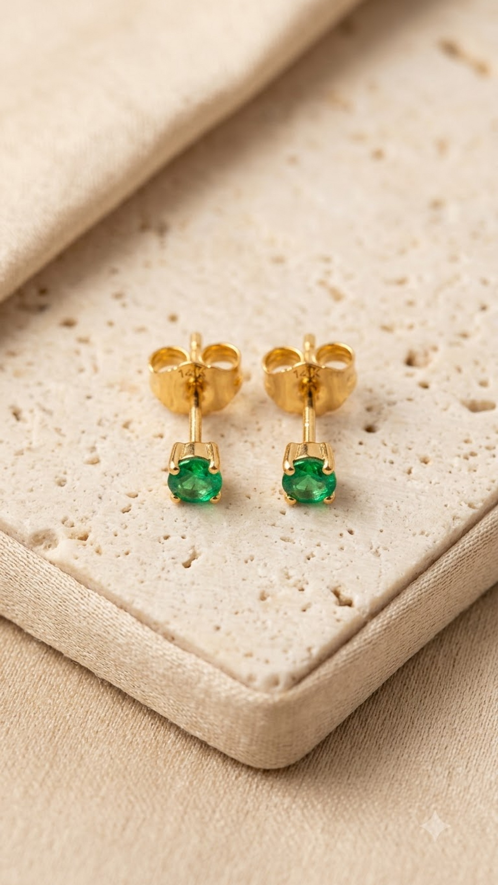 Zambian Emerald Studs – view 2