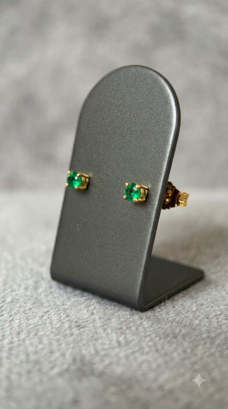 Zambian Emerald Studs – view 3